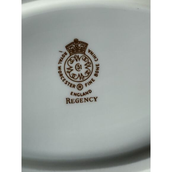 Royal Worcester Regency Gold Rimmed Serving Bowl Blue White China Tableware 10” - Picture 6 of 9